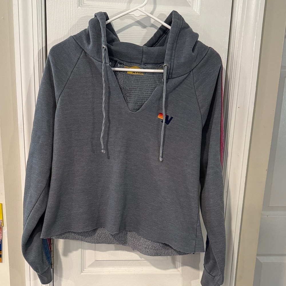Aviator Nation Gray Hoodie with Multicolor Logo